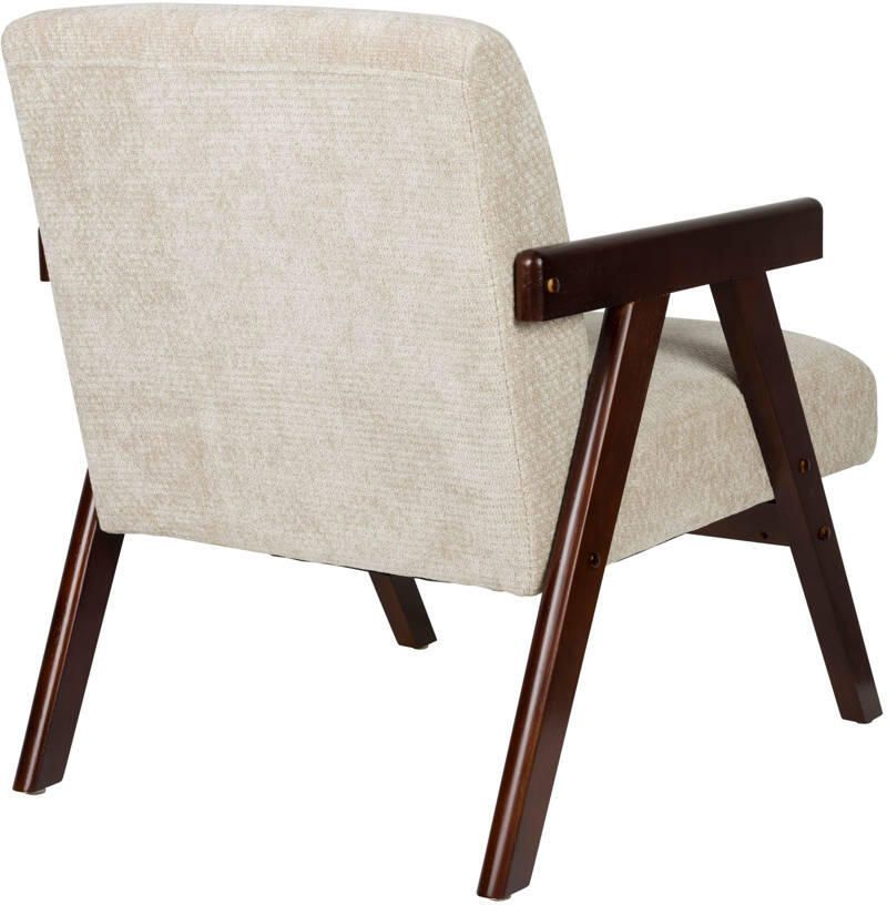 Housecraft Living Panadero Fauteuil met armleuning Hout Bruin donker| Beige