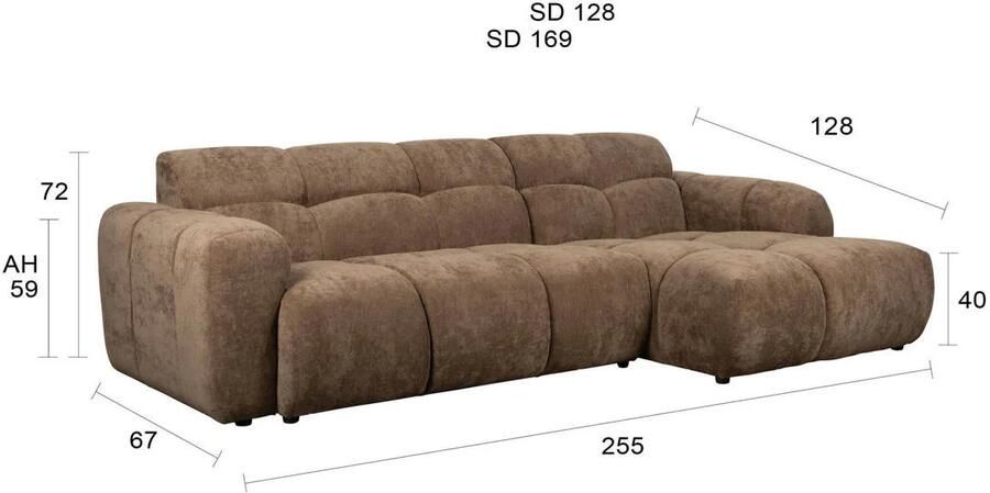 Housecraft living Vento 3 5-Zitsbank Rechts Bruin - Foto 3