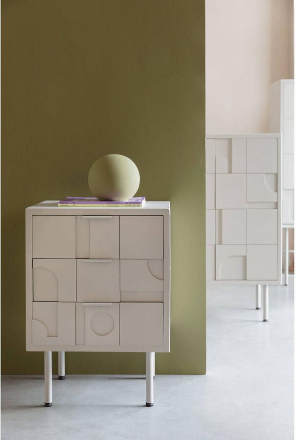 Housecraft living Feliz Lifestyle Funk Bijzettafel Nachtkastje Ladekastje Beige - Foto 3