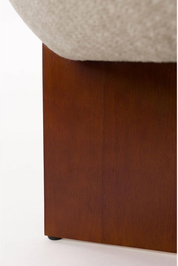 Housecraft Living Ufo Poef op Houten onderstel Rond 51 cm Beige| Bruin - Foto 3