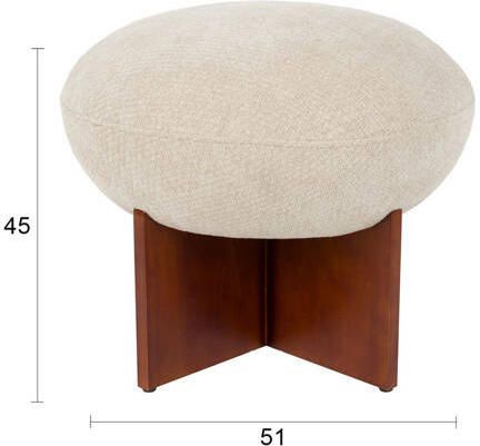 Housecraft Living Ufo Poef op Houten onderstel Rond 51 cm Beige| Bruin - Foto 2