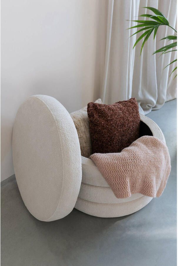 Housecraft living Zuma Poef met opbergruimte Bouclé Beige - Foto 2