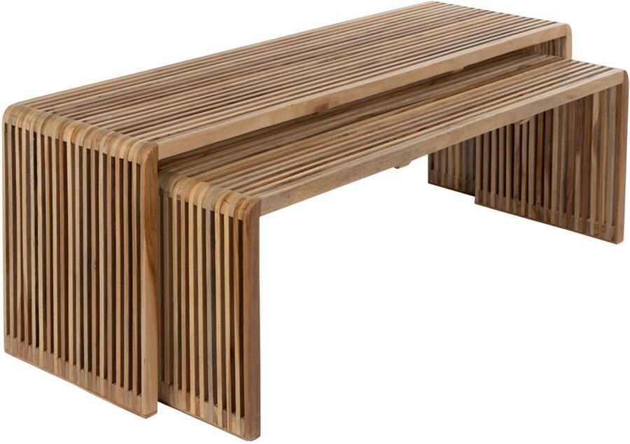 Housecraft living Djia Salontafel Rechthoekig Teak Hout Set van 2 - Foto 3