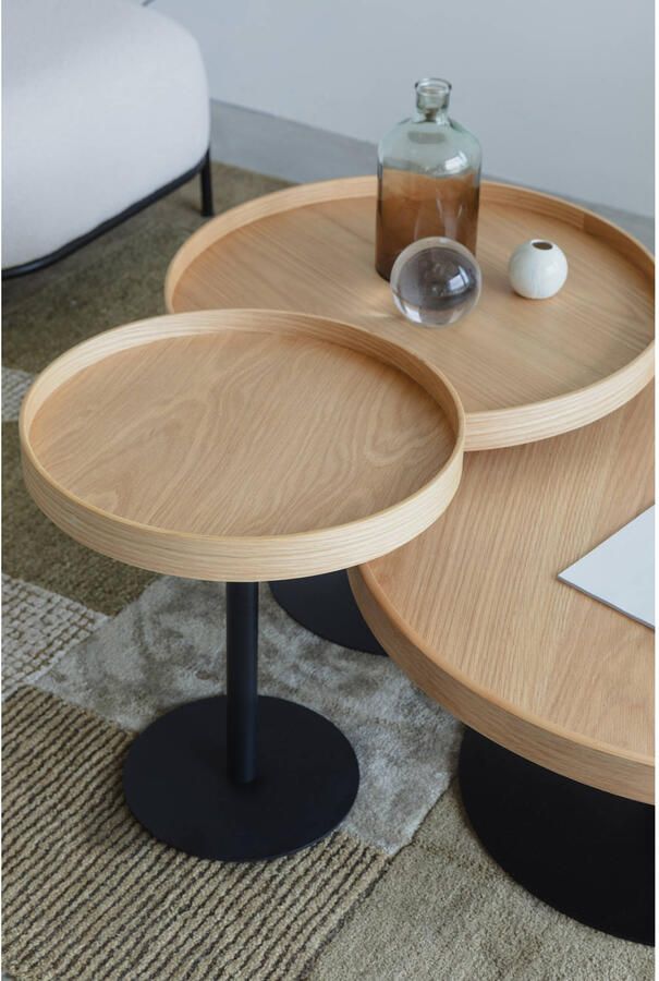 Housecraft Living Housecraft Yuri Bijzettafel Rond Hout 70x70 cm (L) Eiken Bruin - Foto 3