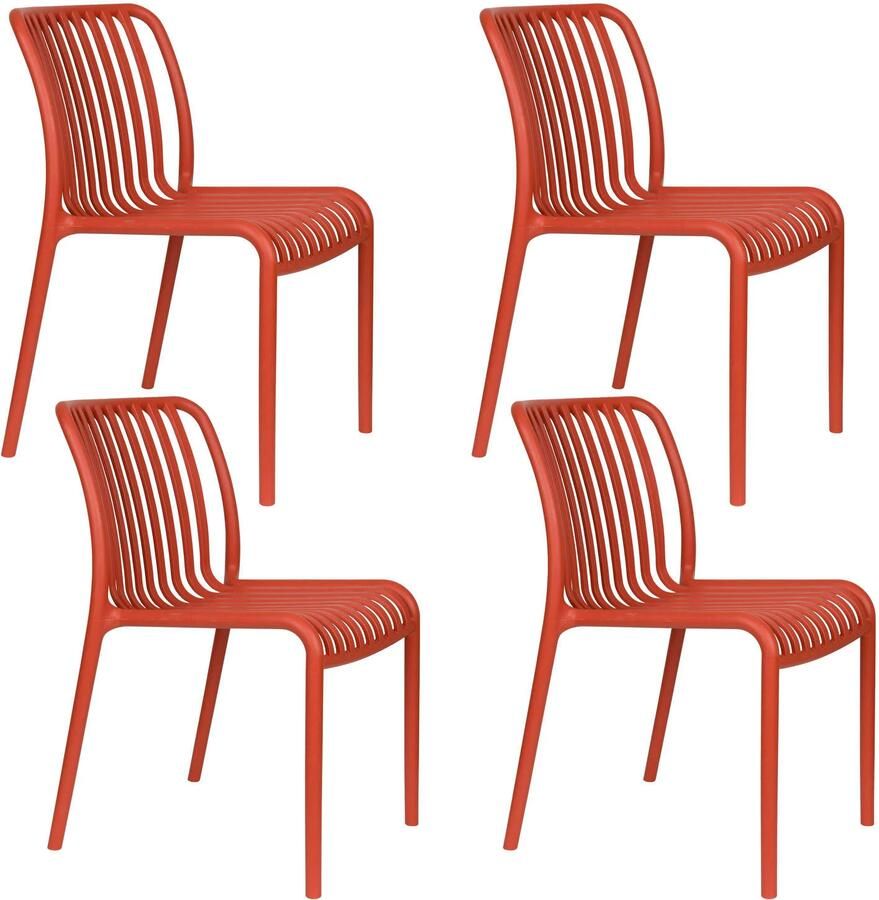 Housecraft Living Mante Tuinstoelen Kunststof Terra| Rood Set van 4
