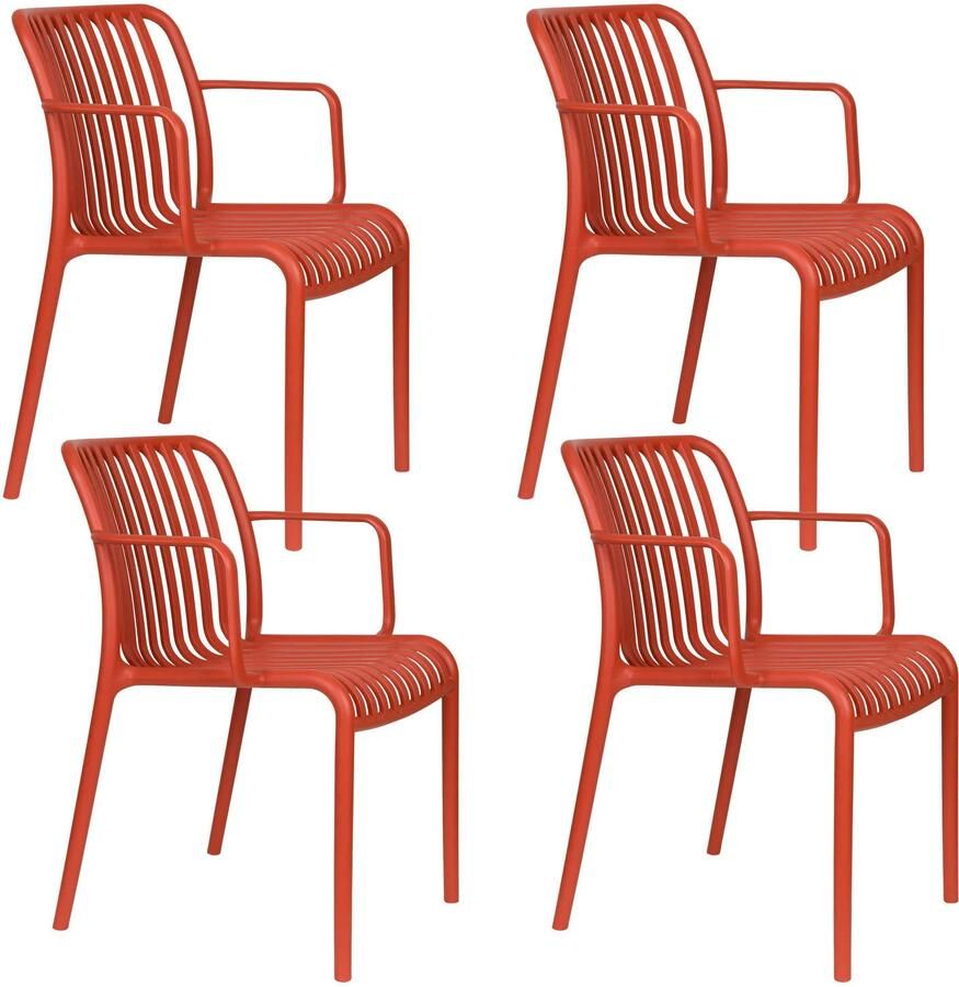 Housecraft Living Mante Tuinstoelen Terra| Rood Set van 4