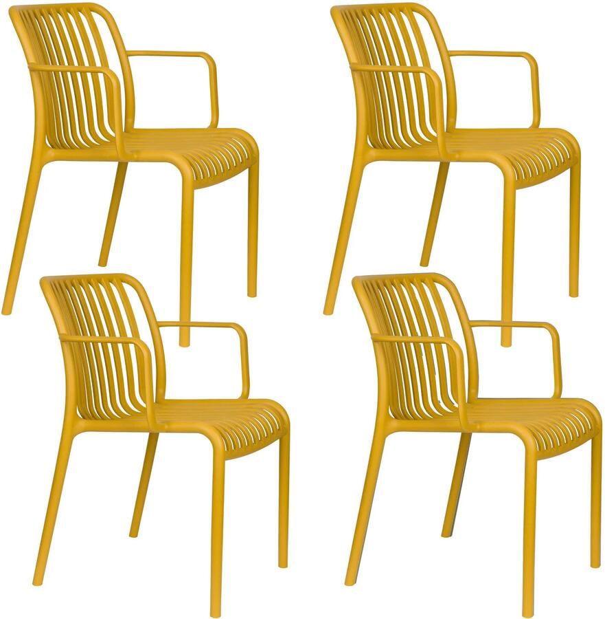 Housecraft Living Mante Tuinstoelen Geel Set van 4