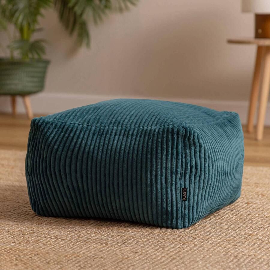 Icon Amara Corduroy Hocker Teal Groen Zitzak Stoel met Vulling Cord Poef Woonkamerzitzakken - Foto 4
