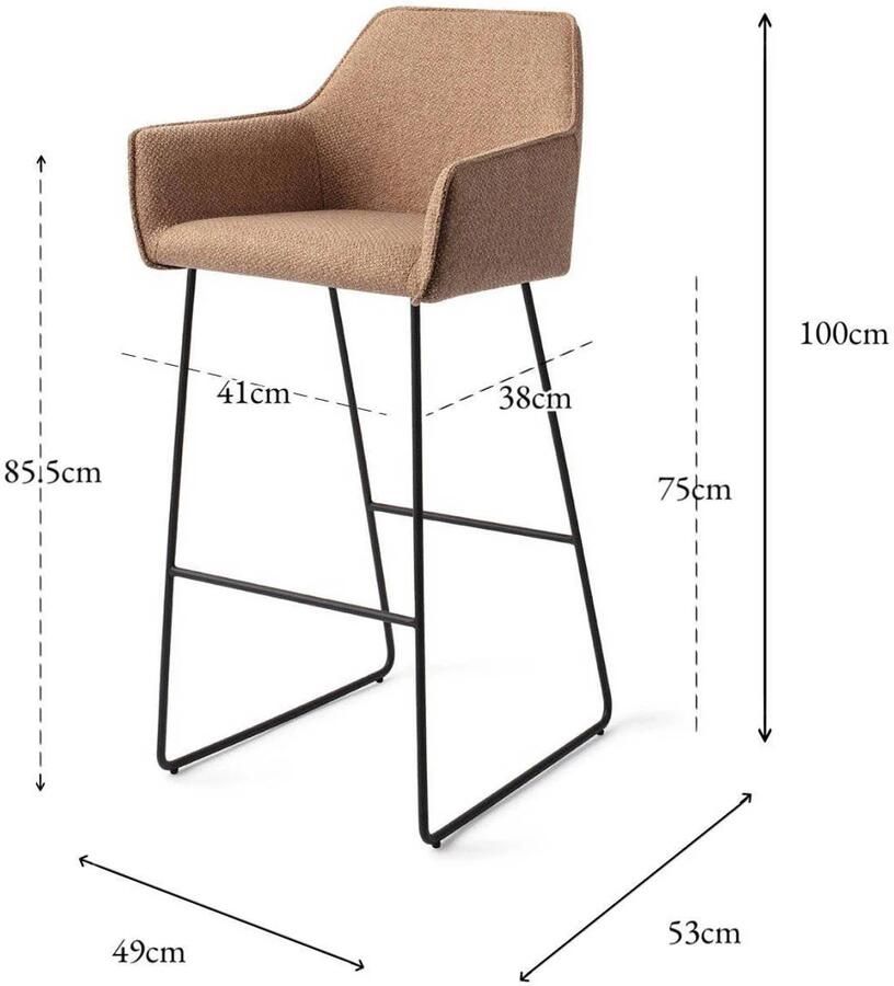 Jesper Home Eetkamerstoel Hofu Barkruk french-toast Slide Black (H) - Foto 2