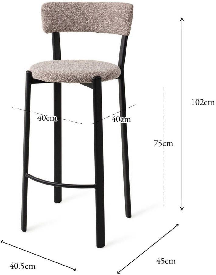 Jesper Home Barkruk Obu Bouclé Raccoon (zithoogte 75cm)