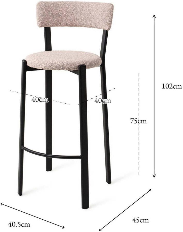 Jesper Home Barkruk Obu Bouclé Blush (zithoogte 75cm)