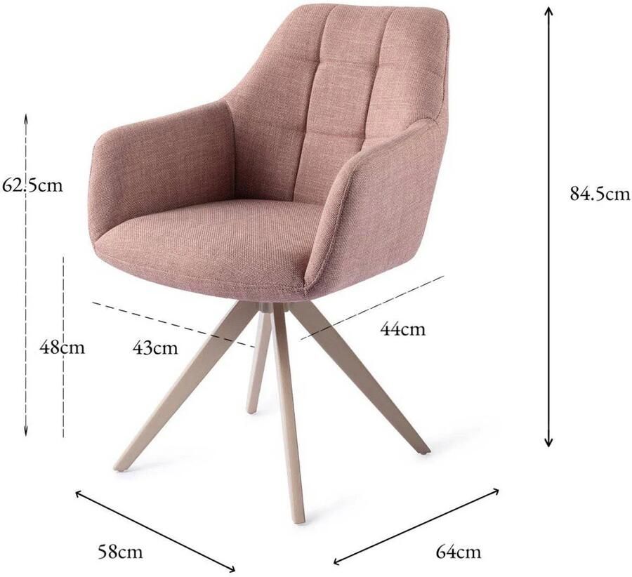 Jesper Home Draaibare Eetkamerstoel Noto Turn Beige Vintage Rose - Foto 2