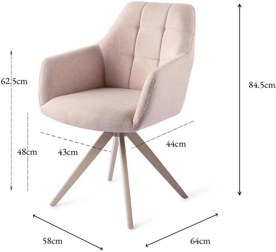Jesper Home Draaibare Eetkamerstoel Noto Turn Beige Petal Pink - Foto 2