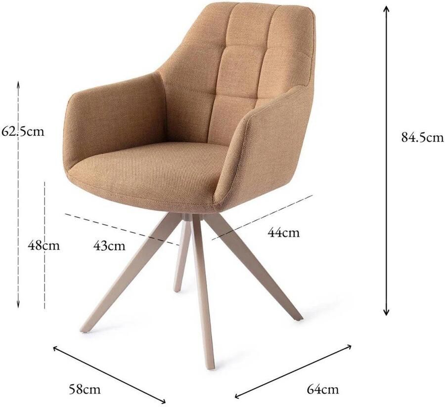 Jesper Home Draaibare Eetkamerstoel Noto Turn Beige Toasted Toffee - Foto 2