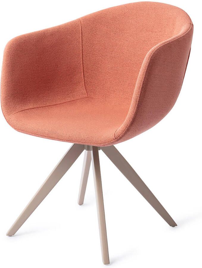 Jesper Home Draaibare Eetkamerstoel Yuni Turn Beige Coral Crush