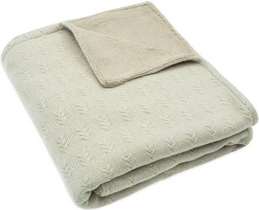 Jollein baby ledikantdeken 100x150cm Grain Knit Olive Green Velour - Foto 3