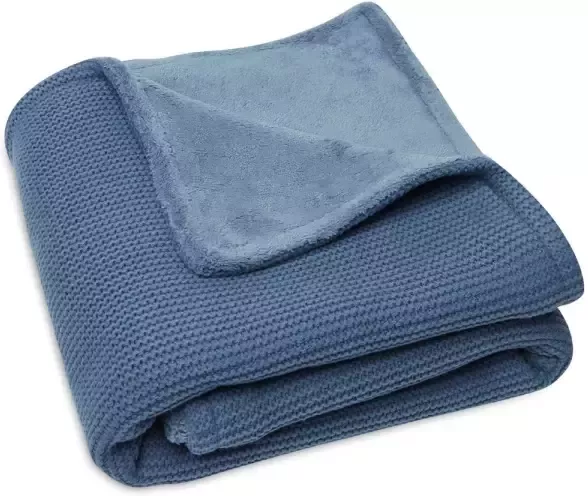 Jollein baby wiegdeken Basic Knit 75x100cm Jeans Blue Fleece - Foto 3