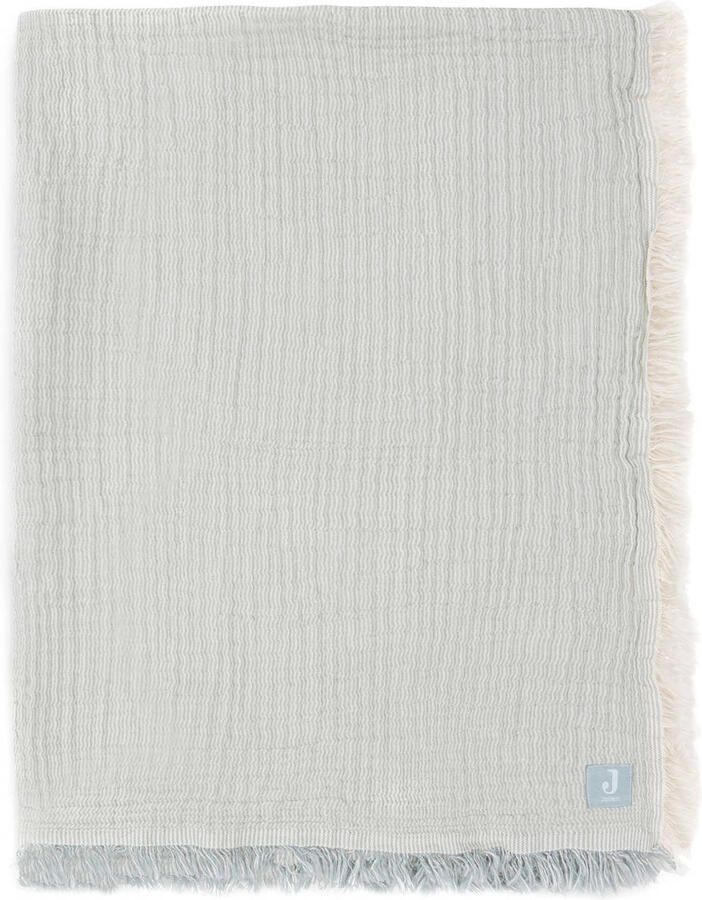 Jollein hydrofiele ledikantdeken Fringe Stripe Sea Green Ivory - Foto 2