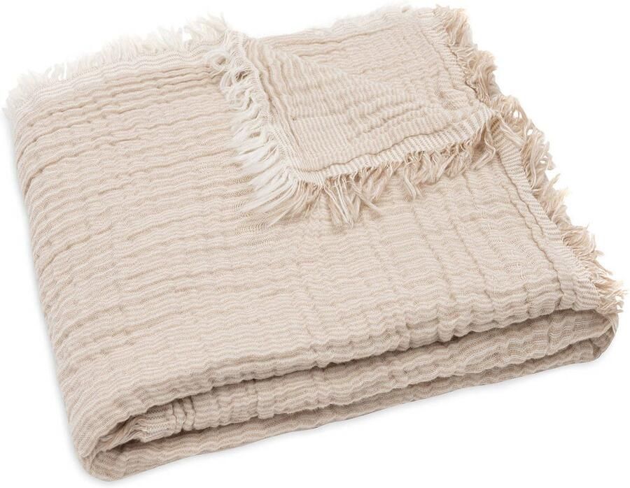 Jollein hydrofiele wiegdeken Fringe Stripe Biscuit Ivory - Foto 3