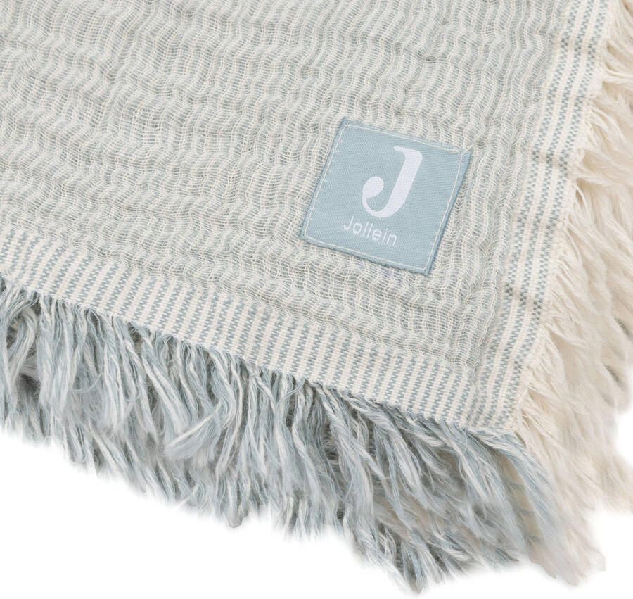 Jollein hydrofiele wiegdeken Fringe Stripe Sea Green Ivory