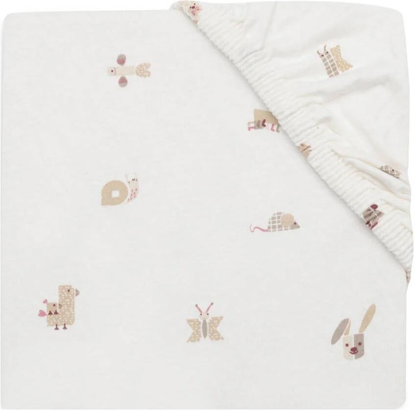 Jollein jersey hoeslaken kinderbed Animal Friends offwhite beige
