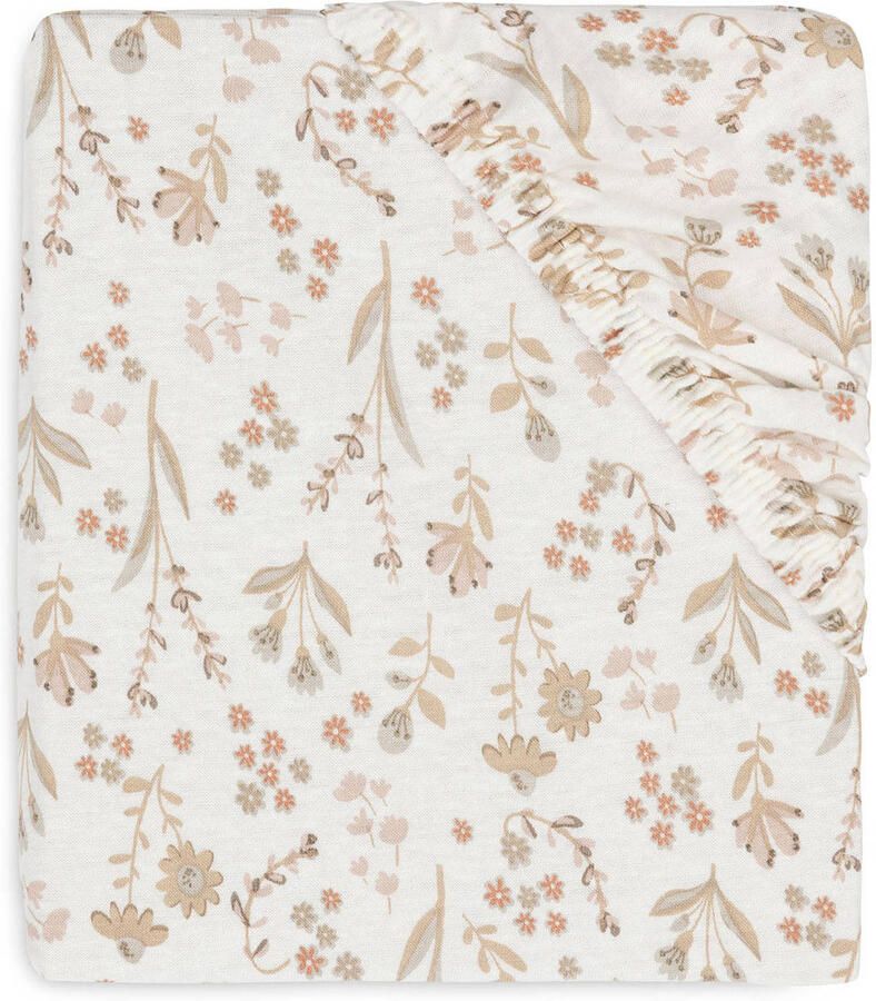Jollein jersey hoeslaken kinderbed Bloomy beige - Foto 2