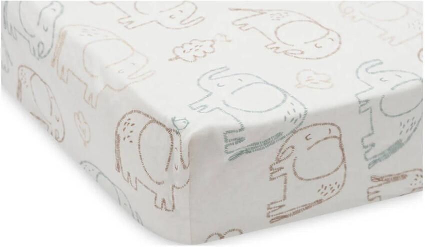 Jollein jersey kinderbed hoeslaken Elephant Tales wit bruin - Foto 1