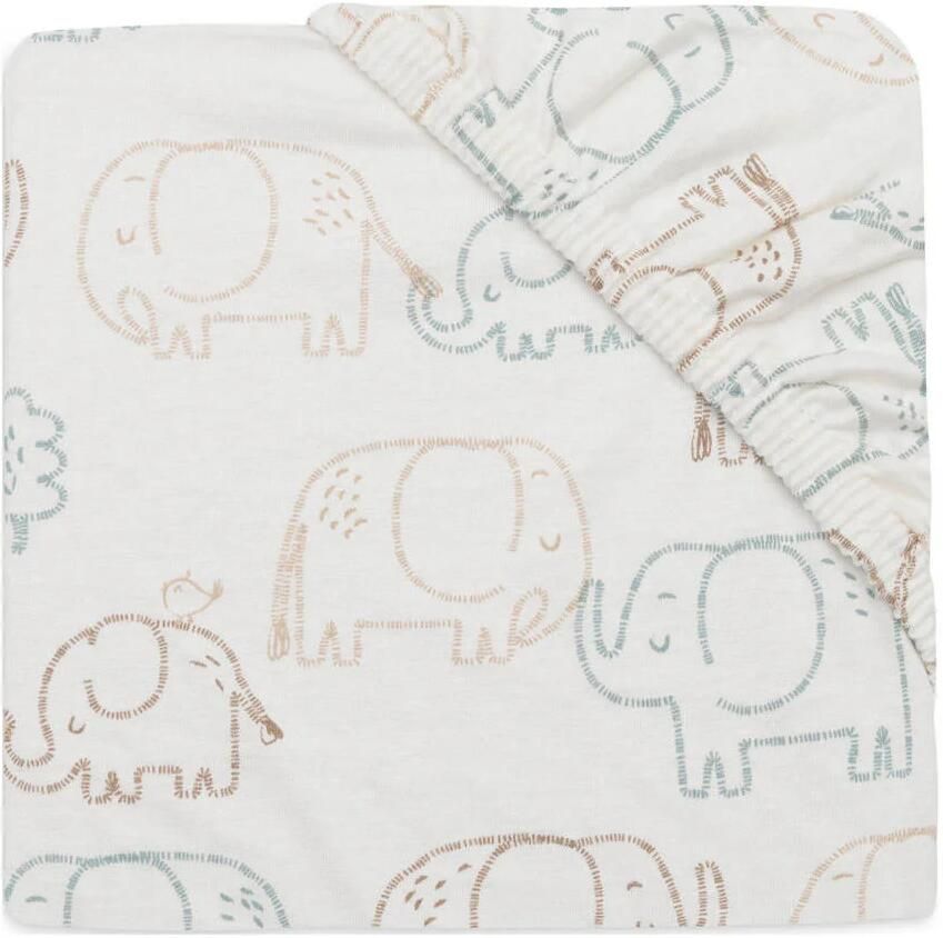 Jollein jersey kinderbed hoeslaken Elephant Tales wit bruin - Foto 2