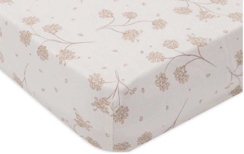 Jollein jersey kinderbed hoeslaken Leafy Dreams offwhite beige