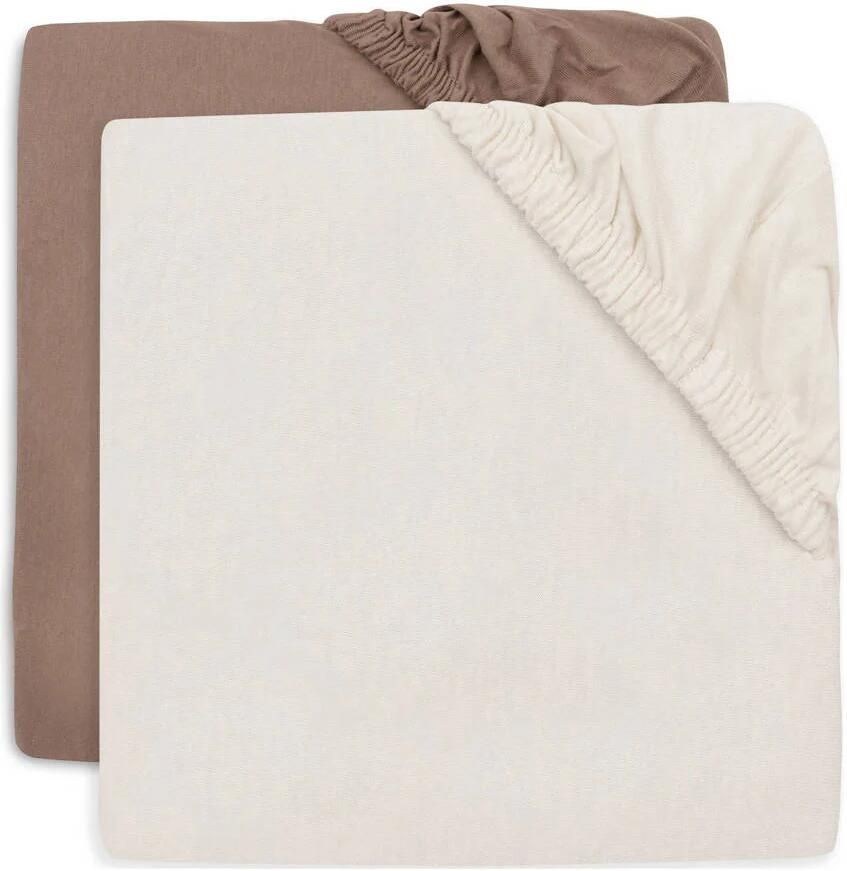 Jollein jersey wieg hoeslaken Milky Coffee Ivory bruin offwhite (set van 2)
