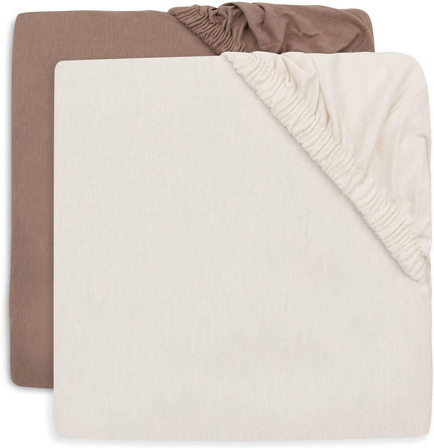 Jollein jersey ledikant hoeslaken Milky Coffee Ivory bruin ecru (set van 2)
