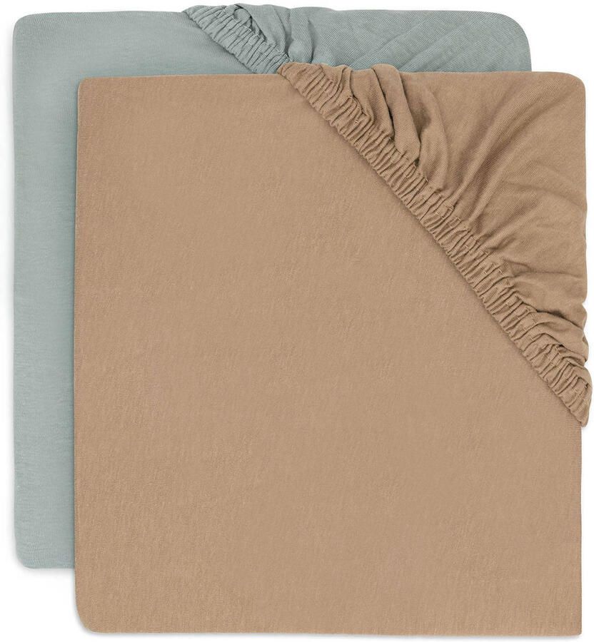 Jollein jersey ledikant hoeslaken Sea Green Biscuit groen bruin (set van 2)