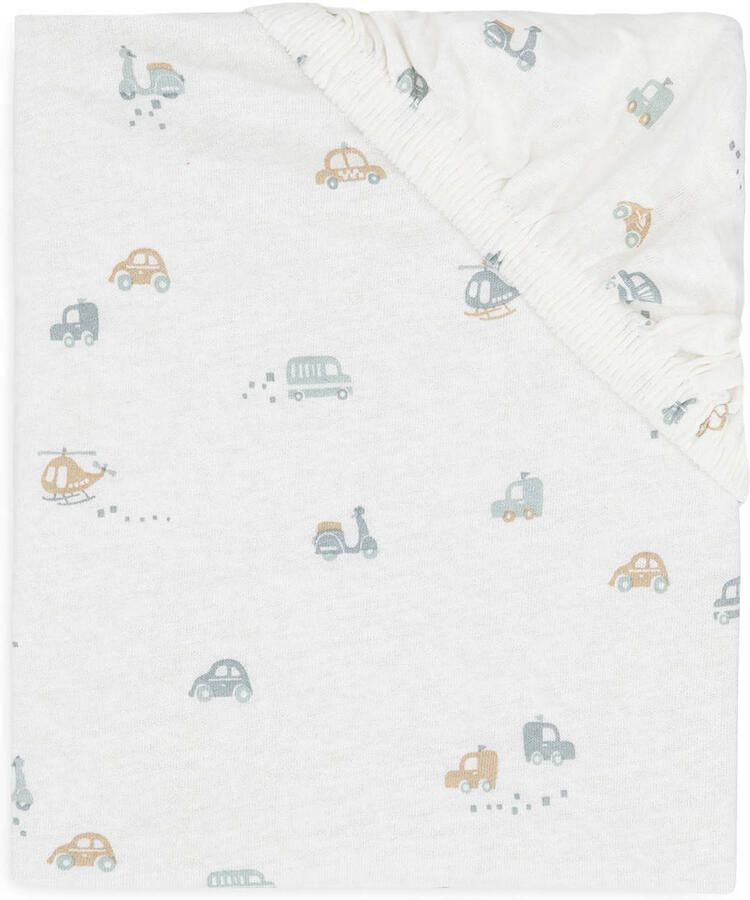 Jollein jersey wieg hoeslaken On The Go offwhite blauw beige