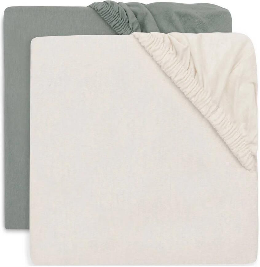 Jollein jersey wieg hoeslaken Sea Green Ivory groen ecru (set van 2)