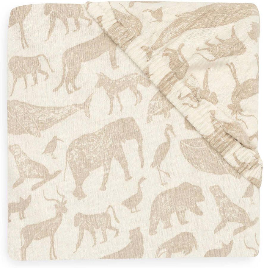 Jollein katoenen jersey wieg hoeslaken 40 50x80 90cm Animals Nougat