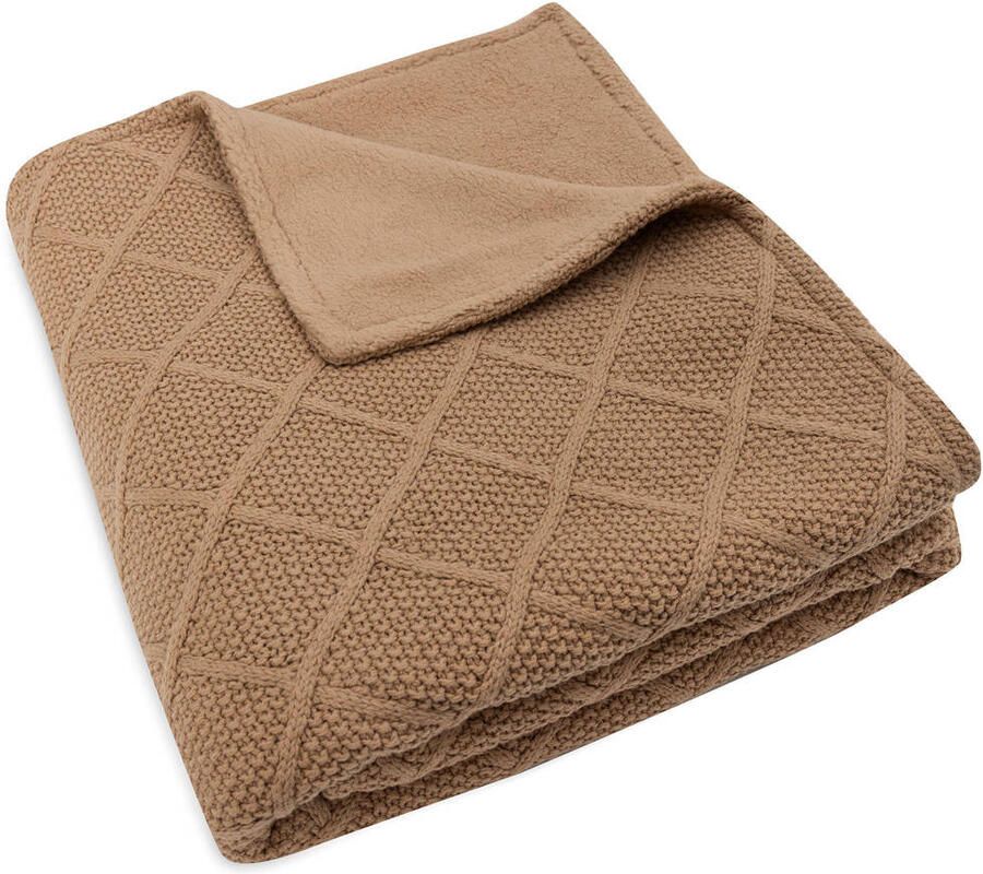 Jollein ledikant deken Check Knit Biscuit Teddy Fleece - Foto 2