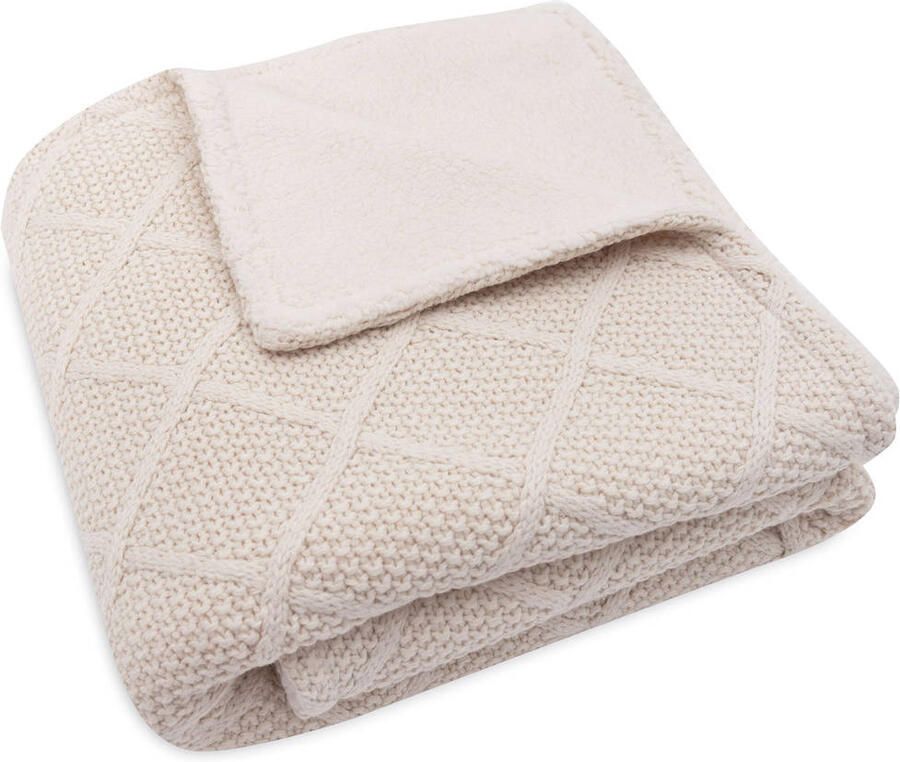Jollein ledikantdeken Check Knit Oatmeal Teddy Fleece - Foto 3
