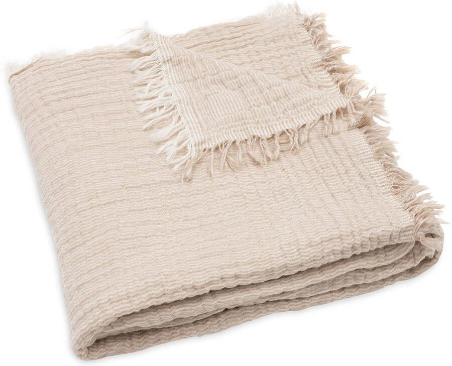 Jollein ledikantdeken Fringe Stripe Biscuit Ivory - Foto 3