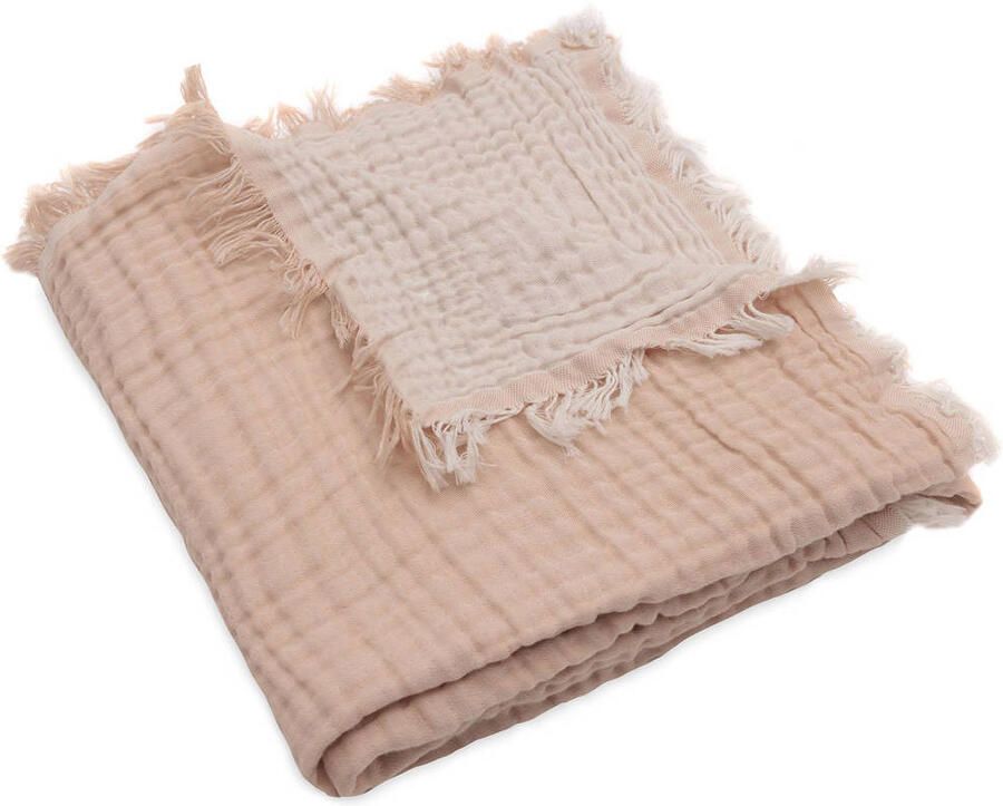 Jollein leidkantdeken 120x120cm Fringe Moonstone Ivory - Foto 3