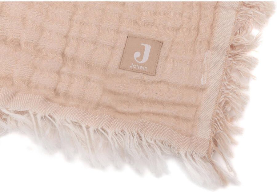 Jollein leidkantdeken 120x120cm Fringe Moonstone Ivory - Foto 2