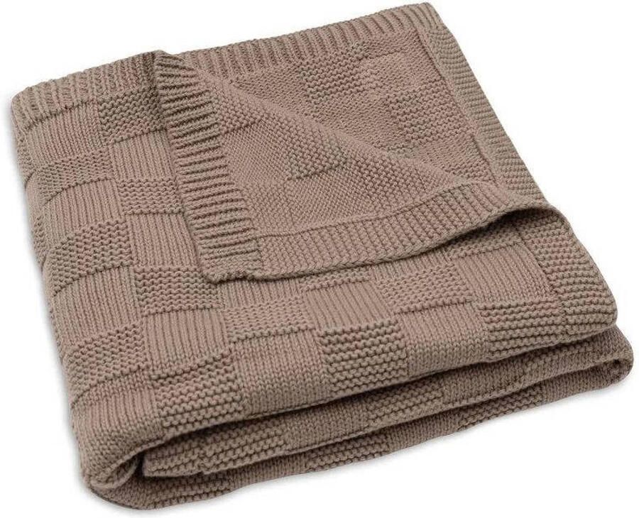 Jollein wiegdeken Box Knit Milky Coffee bruin
