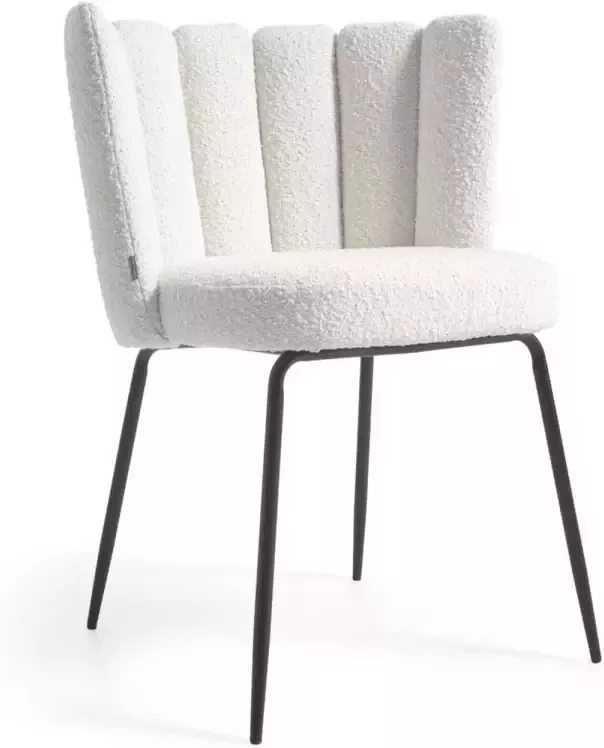 Kave Home Aniela chair in white sheepskin and metal with black finish