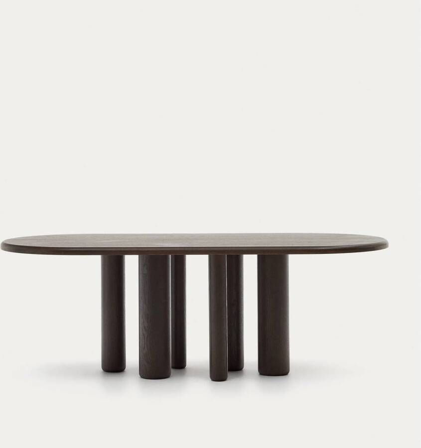 Kave Home Ovale Mailen-tafel in essenfineer met donkere afwerking Ø 220 x 105 cm - Foto 2