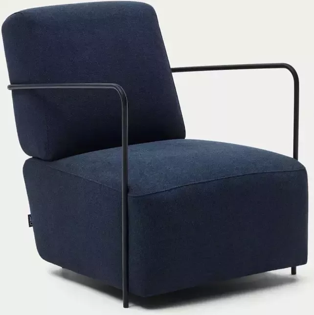 Kave Home Gamer fauteuil blauw en metaal met zwart geschilderde afwerking - Foto 5