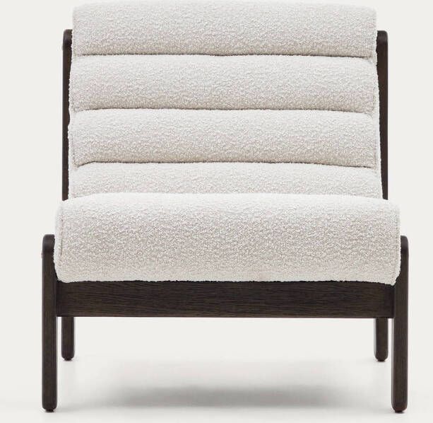 Kave Home Magira-fauteuil met witte bouclé stof en massief eikenhout met donkere afwerking - Foto 2
