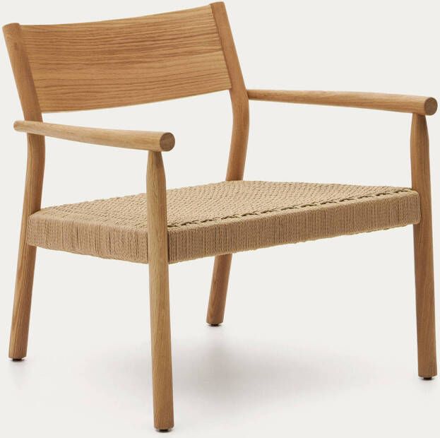 Kave Home Yalia-fauteuil van massief eikenhout FSC 100% met natuurlijke afwerking en zitting van pap - Foto 2