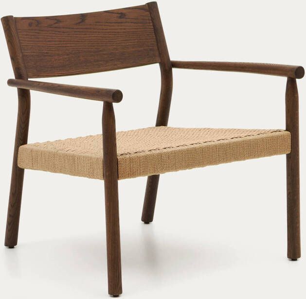 Kave Home Yalia-fauteuil van massief eikenhout FSC 100% met natuurlijke walnoot-afwerking en zitting - Foto 3