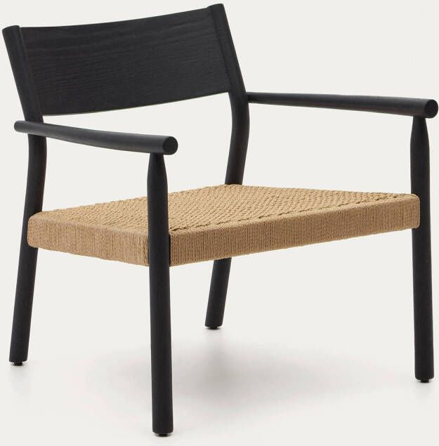 Kave Home Yalia-fauteuil van massief eikenhout FSC 100% met natuurlijke zwarte afwerking en zitting - Foto 3