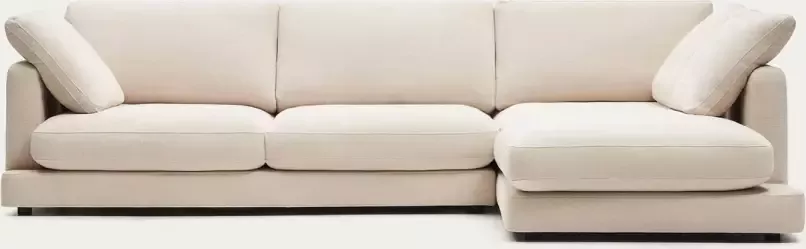 Kave Home Gala 4-zitsbank met chaise longue rechts in beige 300 cm - Foto 4