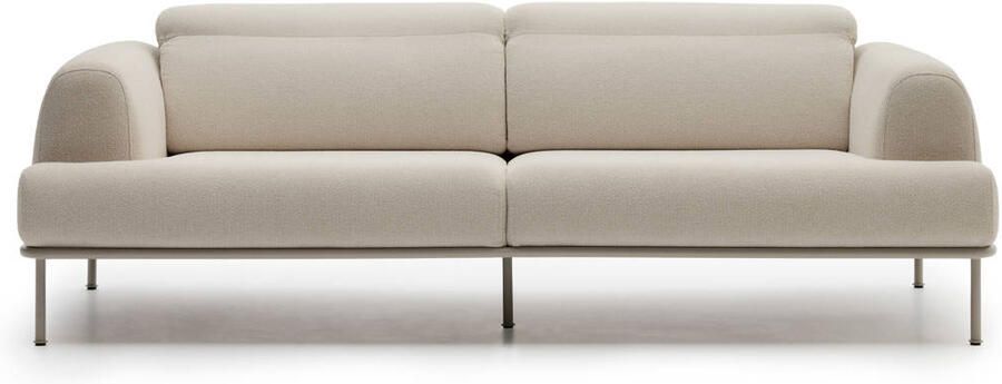Kave Home 3-zits Bank Aurum Chenille Met verstelbare hoofdsteun Ecru - Foto 3